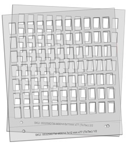 DTM Eddie Manuální podavač - 77 x 7 mm x 12 mm obdélník (1/2) & 77 x 6 mm x 11 mm obdélník (2/2) (Tic-tacy)